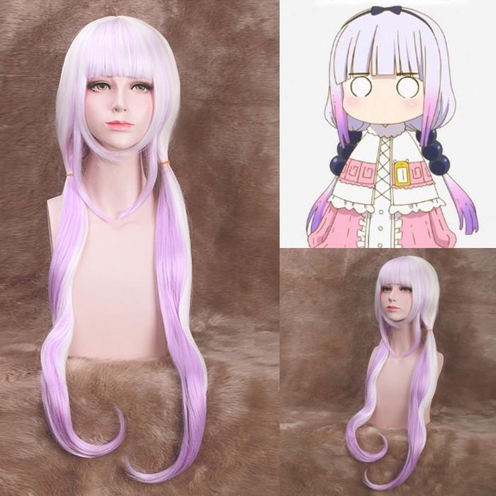 SALE LOL-128 wig rambut palsu daily lolita cosplay miss kobayashi kanna kamui pastel purple ungu