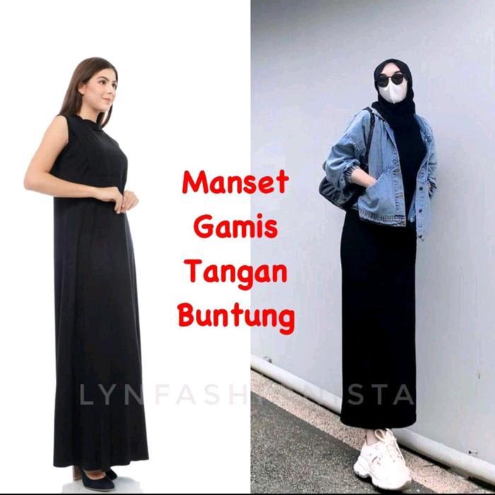 MANSET GAMIS WANITA MUSLIM TANGAN BUNTUNG BAHAN KAOS SPANDEK TEBAL STRETCH/H07