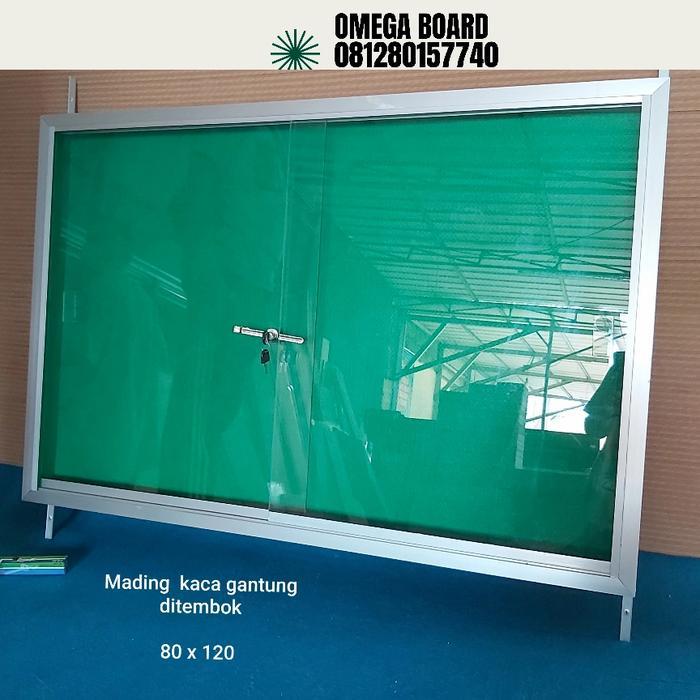 mading kaca gantung murah 80 x 120