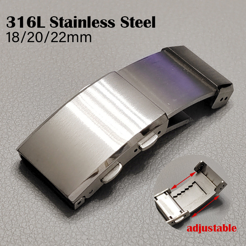 316L Solid Stainless Steel Buckle For 18Mm 20Mm 22Mm Seiko Clasp Double Lock Button Luxury Dr Buckle