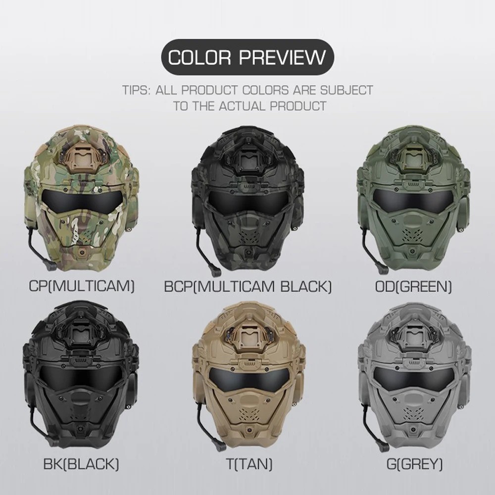 Airsoft Fast Helmet Tactical Militar W-Ronin Assault Helmet Ii Built-In Headset,Anti-Fog Fan,Flip
