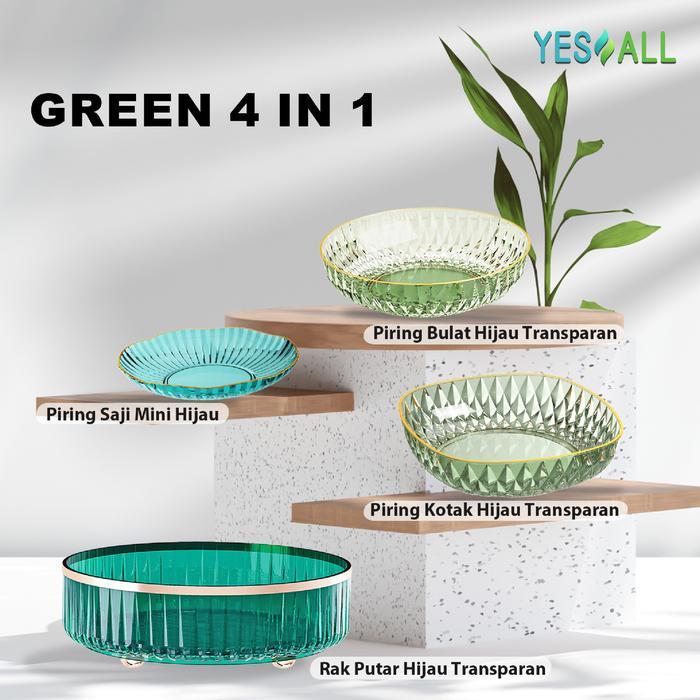 [Buy1Get4] Yesall Rak Kosmetik + Piring Saji Transparan Aesthetic - Rak Putar Tempat Make Up Tray