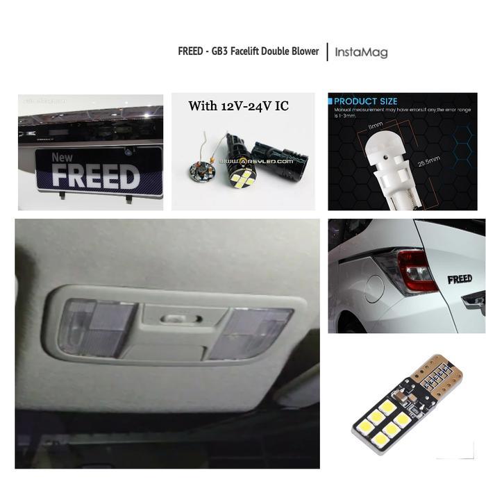 Lampu Plafon Kabin Honda Freed Double Blower Isi 5 Led Super Terang