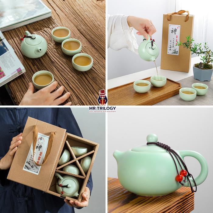 Premium Chinese Tea Pot Set Keramik Klasik Souvenir Cangkir Teh Teko Hampers Gelas Teh Kopi Original