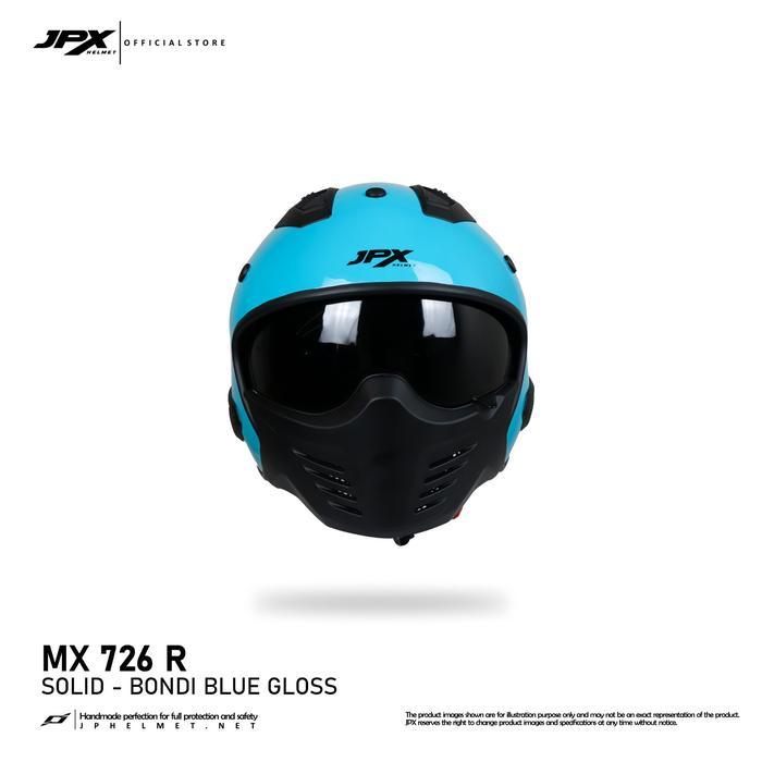 Helm JPX Full Face MX-726R NEW Solid - Bondi Blue Gloss