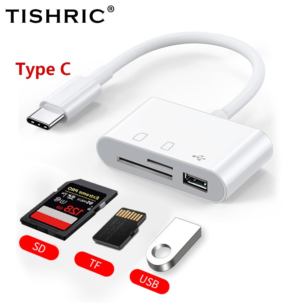 Tishric Type C Micro Usb Adapter Usb Tf Sd Card Reader Usb-C Memory Card Adapter For Macbook Laptop