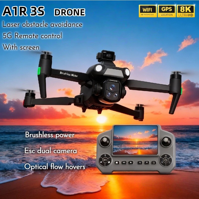 New A1R 3S GPS Drone 8K Professional Camera Aerial FPV Brush power Laser Obstacle with Large Screen