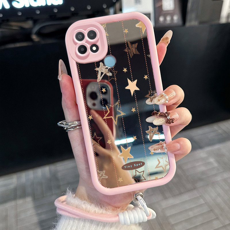 Casing Hp untuk OPPO A15 A15s A35 4G Case Casing bintang pola Silikon Softcase Kasing HP tali gantun