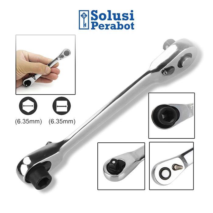 Ready Mini Ratchet Socket 2 in 1 SP / Kunci Sok 6.35mm Pas Ring L
