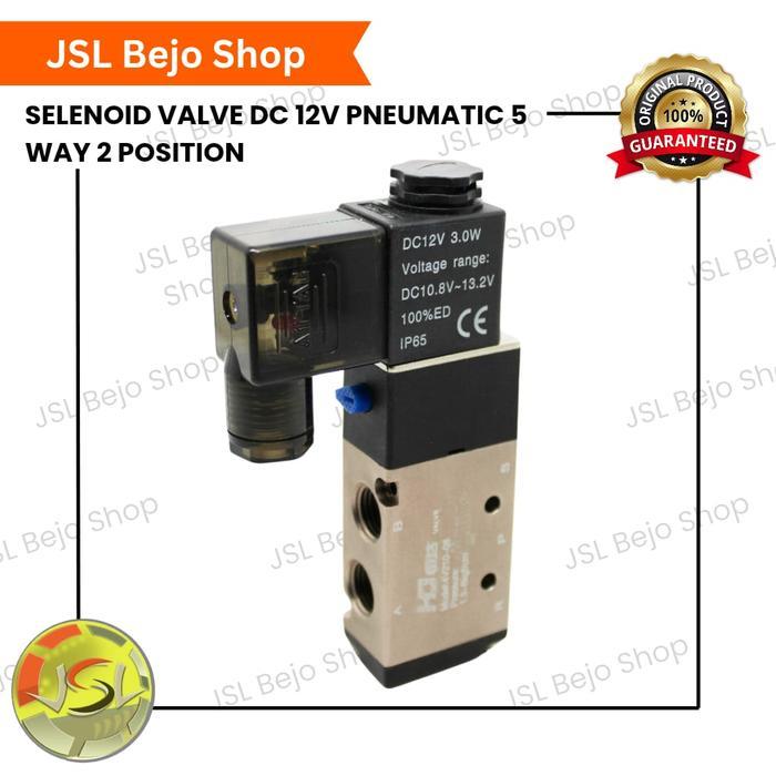 Solenoid Valve Dc 12V Pneumatic 5 Way 2 Position Air Directional Valve Katup Udara 1/4 Inch