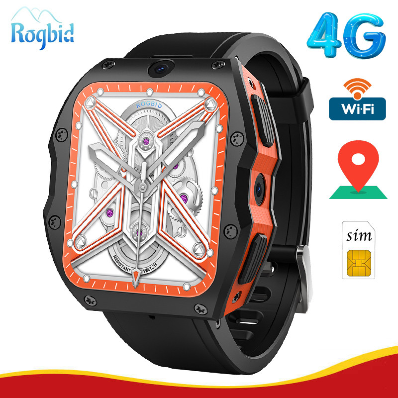 Rogbid Model X 4G Android Smart Watch Men 4G LTE 5.0MP 13.0MP Dual Cameras 4GB Ram 128GB Rom Quad Co