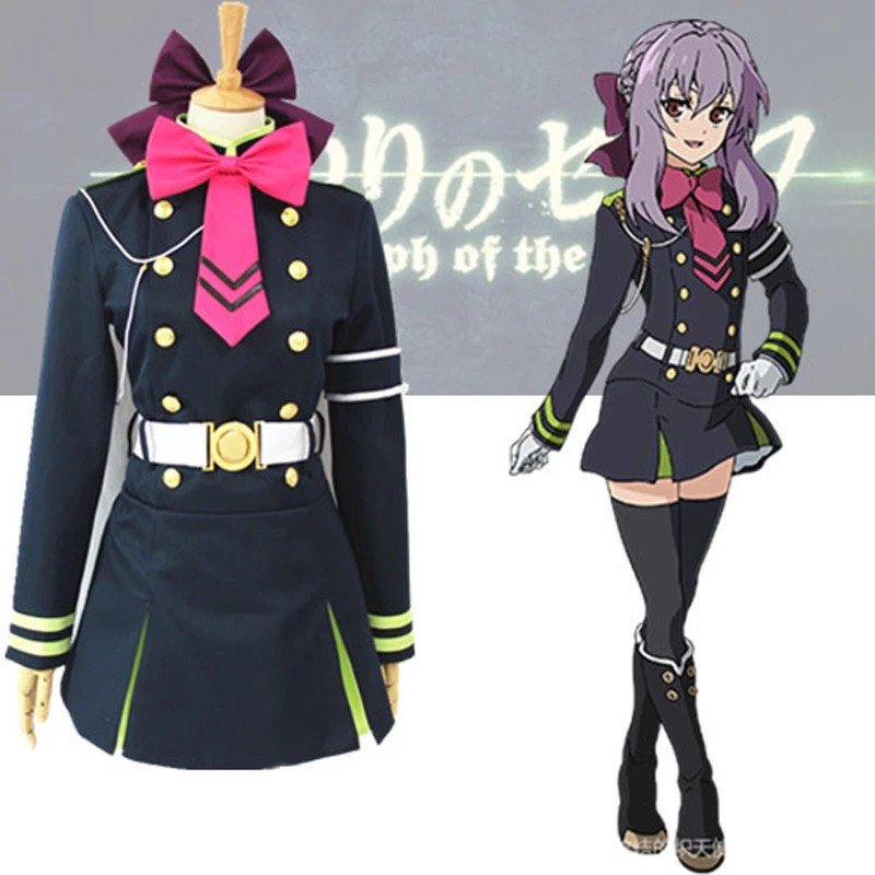 Fulujiacos Seraph Of The End Hiiragi Shinoa Cosplay Costume Military Uniform Custom Made