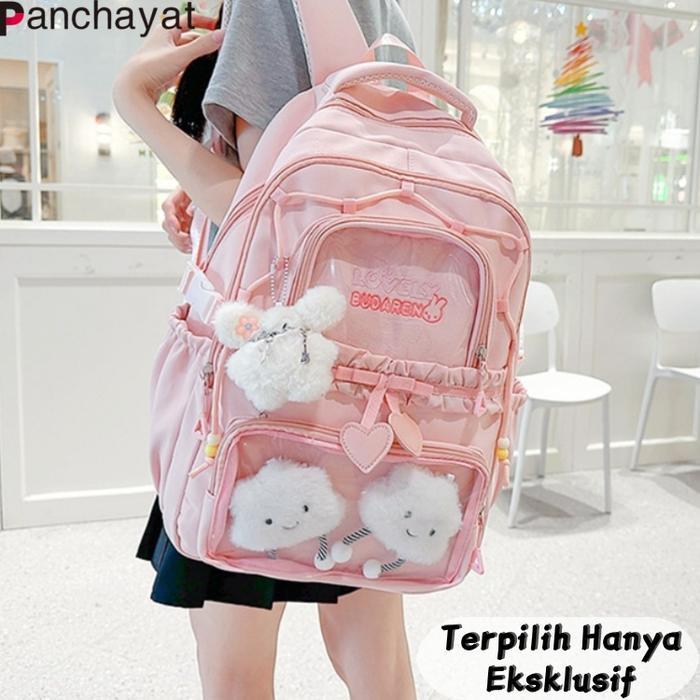 Sedia Panchayat tas fashion korea kantong sekolah wanita tas tahan air tas belakang wanita 2025