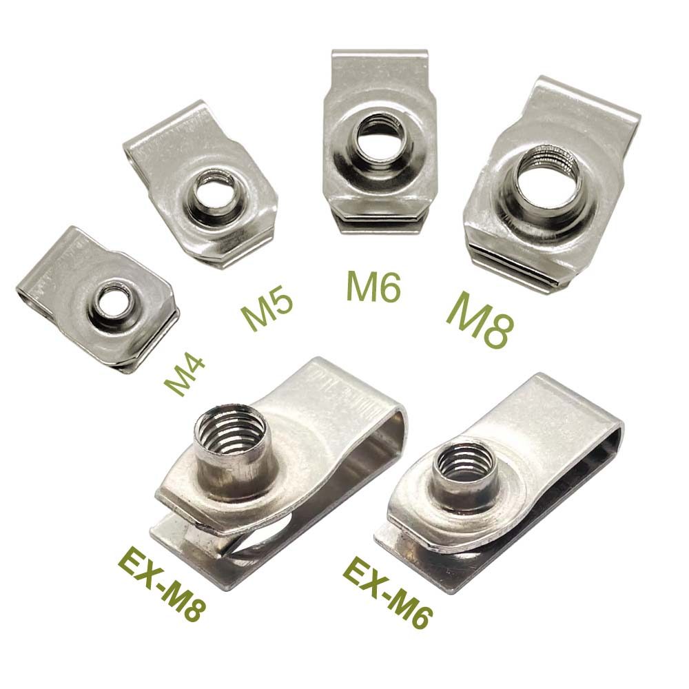 10Pcs/Lot 304 Stainless Steel U Type Cli With Thread M4 M5 M6 M8 Reed Nut Leaf Spring Nuts Q312 For