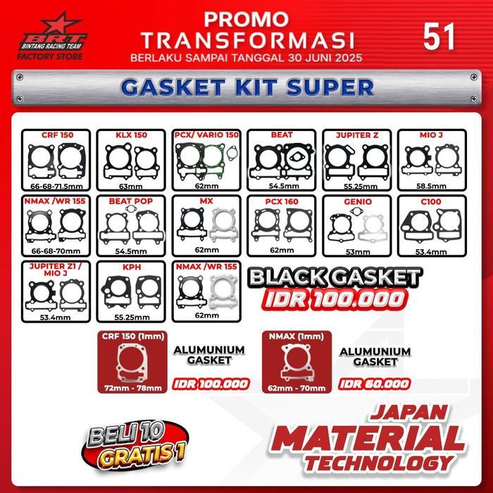 Gasket Paking Blok Cylinder Racing BRT - CRF - PCX - Beat - Mio J - Nmax - KLX