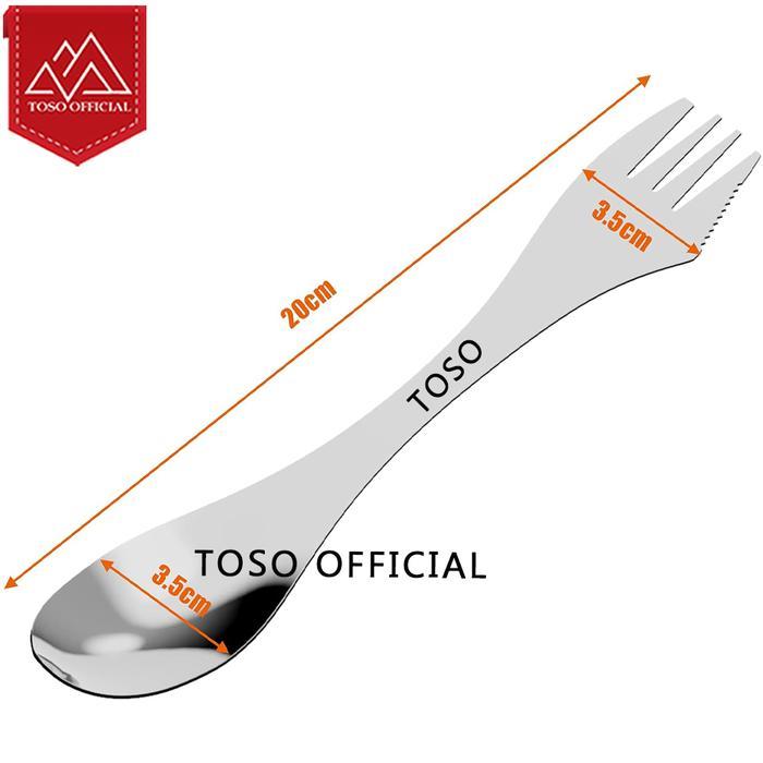3 In 1 Sendok Garpu Pisau Stainless Steel Outdoor Pendaki Hiking Berkemah Survival Spoon Fork