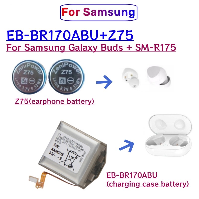 New Battery Eb-Br170Abu For Galaxy Buds+ Buds Plus Sm-R175 R175 Earphone Compartment Headset Battery