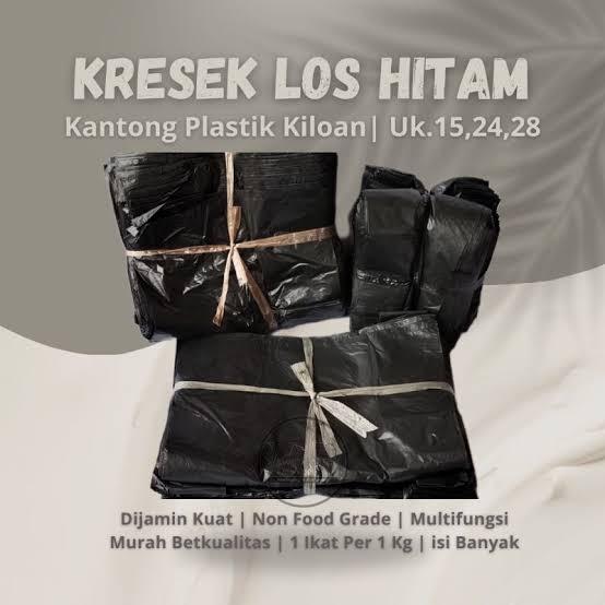 "New" Kresek plastik kantong plastik hitam kiloan 1kg warna hitam uk kecil sedang besar kresek