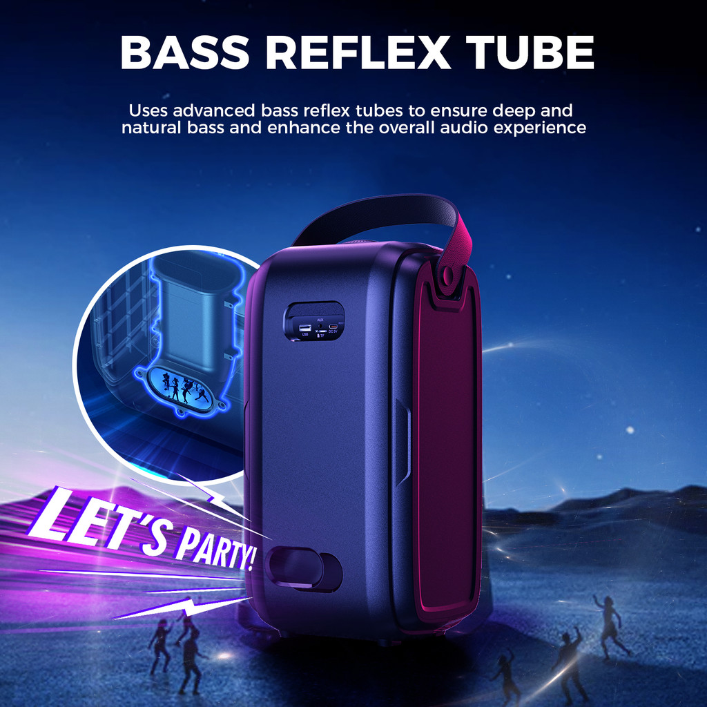 W-KING T9 80W RMS (180W PEAK) Portable Bluetooth Speaker Wireless Boombox 2 Full Range Drivers/Deep