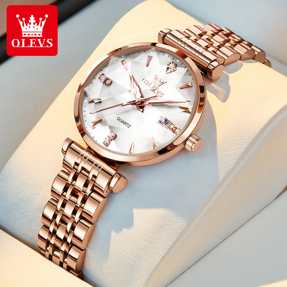 OLEVS 5536 Luxury Women Watch Fashion Elegant Rose Gold Diamond Luminous Waterproof Watch Top Luxury