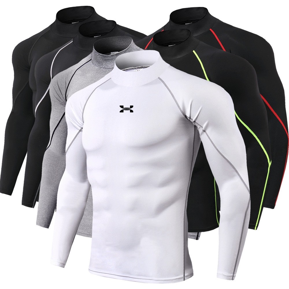 Men Sport T-Shirt Quick Dry Bodybuilding Running Shirt Long Sleeve Compression Top Gym T Shirt Men