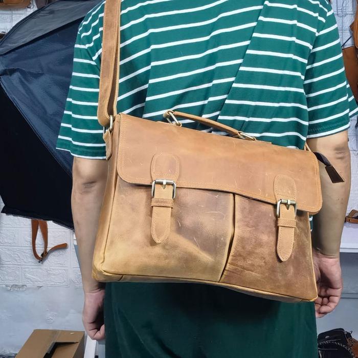 Tas Mini Laptop Massenger Kulit Asli Selempang 12 Inc Tipe Kenshin