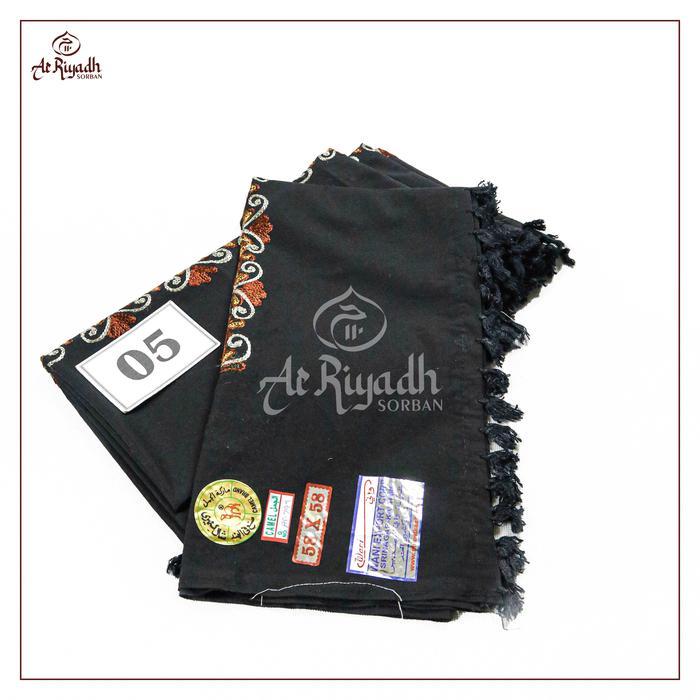 Sorban Kashmiri CAMEL Hijazi AS799 Sulam Hitam Putih Warna