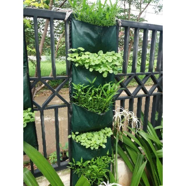 Sale Terlaris Planter Wall Vertikal Garden Kantong Tanaman 5 Kantong Easy Grow