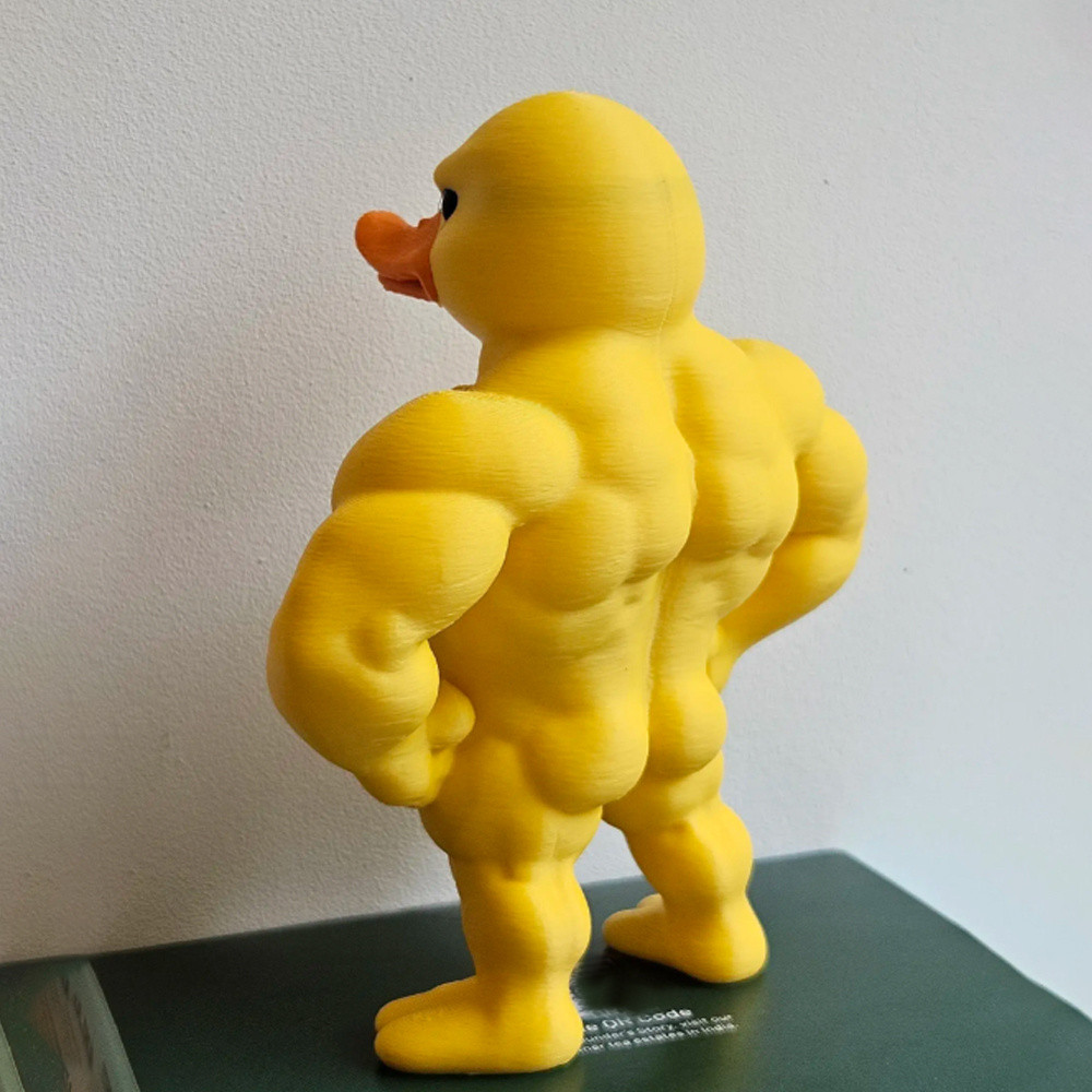 Muscle Duck Statue -3D Desktop Decor,Cute Bookshelf Whimsical Figurine,Multifunctional