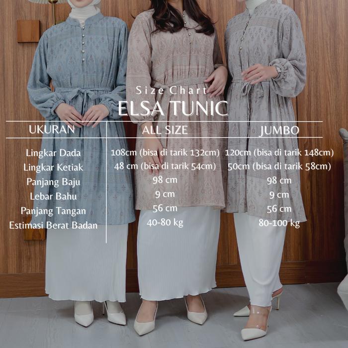 Elsa Long Tunic Pleated Long Tunic Atasan Plisket Wanita Premium Tunic Korean Look Lebaran Idul