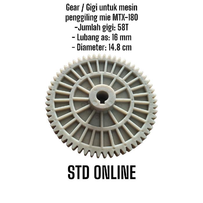 Gear / Gigi Untuk Mesin Penggiling Mie Tipe Mj180 - Bahan Dari Plastik/Fiber 58T