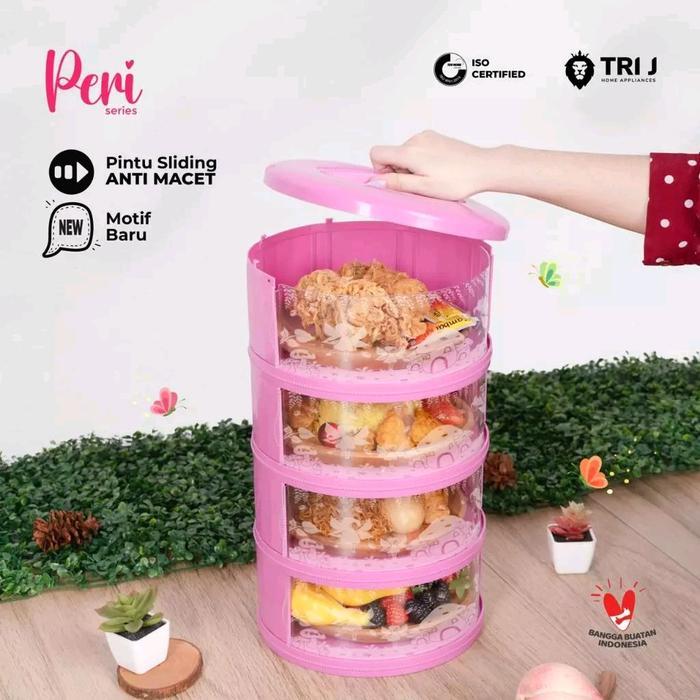 Best Seller Tudung Saji Susun 4 Tingkat Tri J Peri -Tudung Makanan 4 Susun Bulat Original