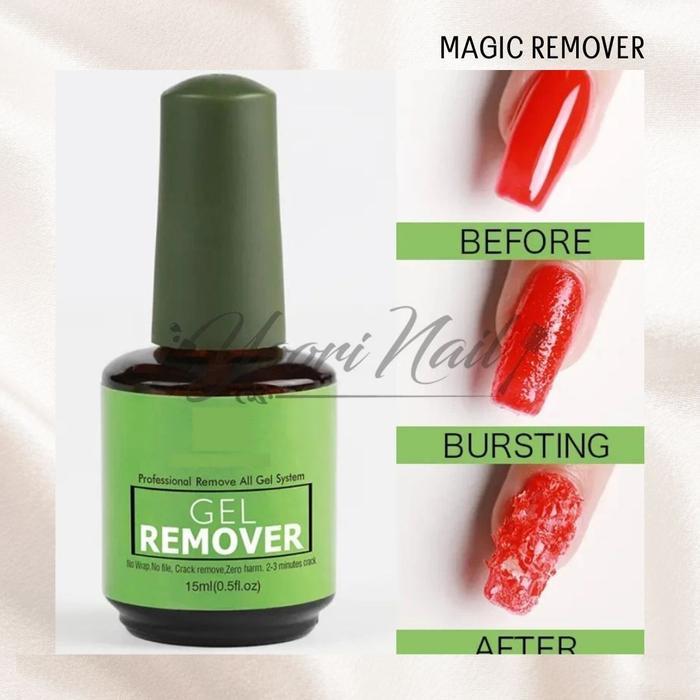 Magic remover 15ml nail gel magic remover gel remover nail art penghapus kutek gel praktis nail