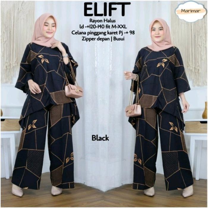 NEVIE WEAR - DASTER BATIK ONESET SETELAN PAKAIAN WANITA WAKAWAKA MOTIF ELIFT SUPER JUMBO TERKINI