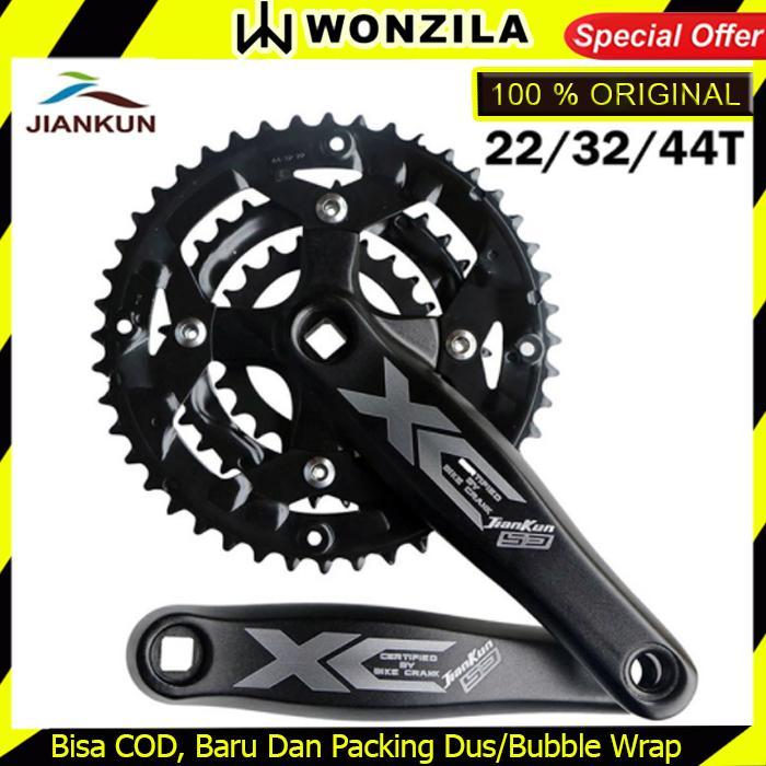 Jiankun XC Crankset Triple Crank 170 mm Square Kotak BCD 104 Hitam