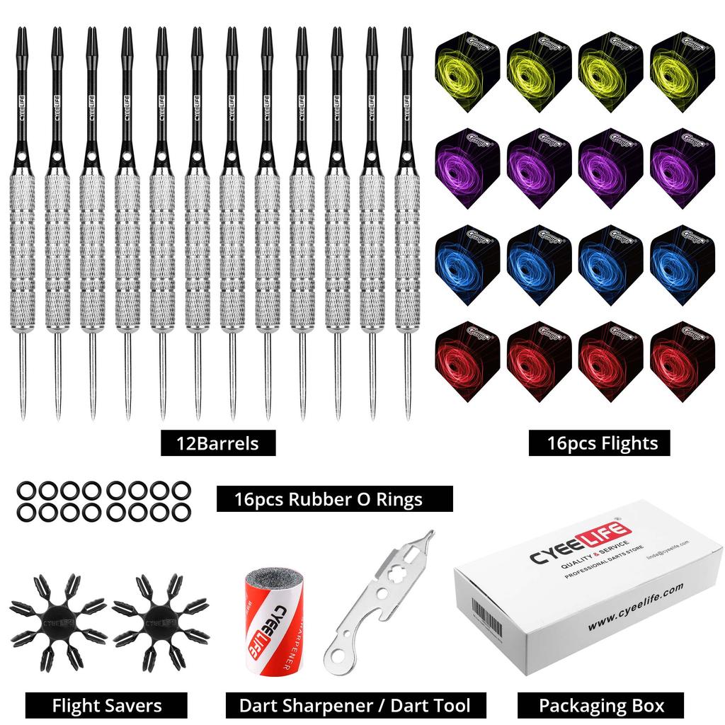 CyeeLife 18/20/22/28g Darts Steel Pet tail, aluminum rod, 50pcs rubber ring, 3pcs tail protector,