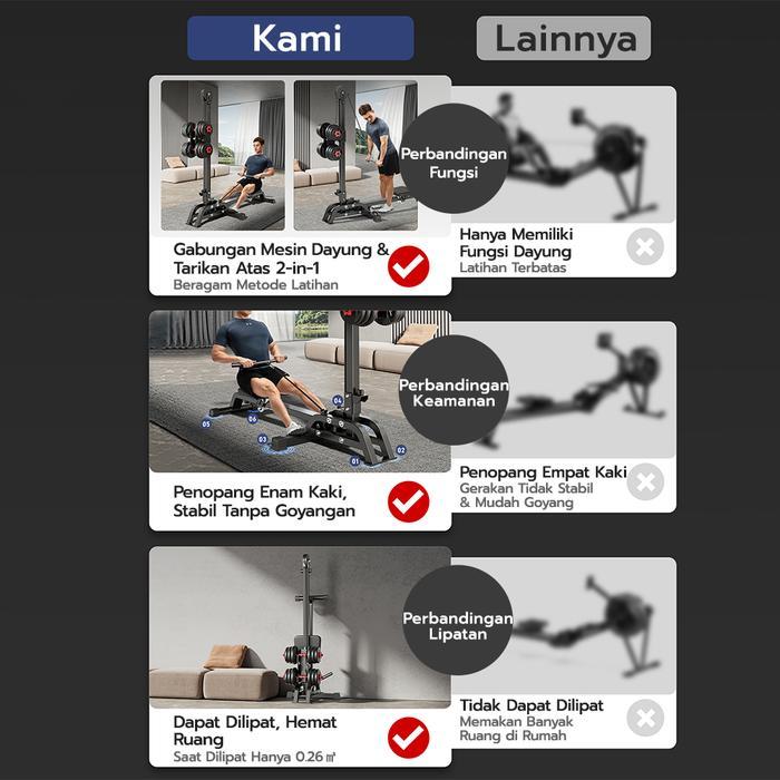Promo Multifunctional Rowing Machine High Pull Down Foldable 2-In-1+ Dumbbells-Alat Fitness