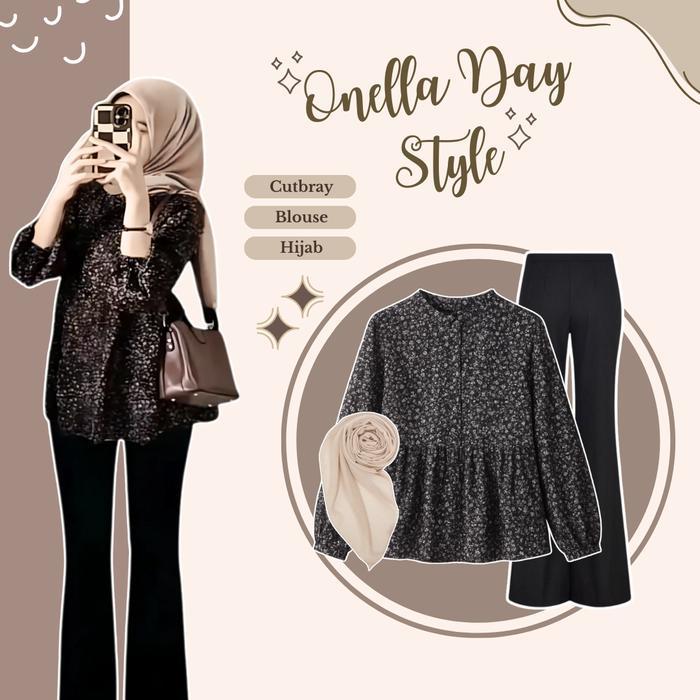 Ini Murah Satu Set Outfit Wanita 3In ( Blose - Celana Cutbray - Hijab Bella Square ) Outfit Cewek