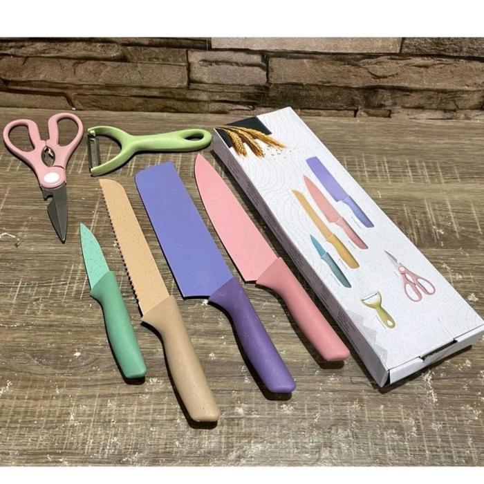 Pisau Dapur Set 6 In 1/Pisau Dapur Set Warna 6 In 1