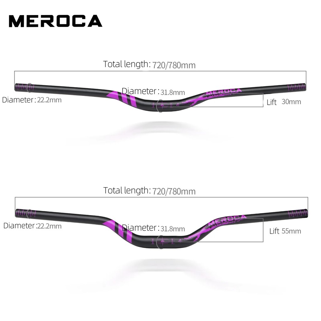 KORE Bike Handlebar Swallow-shaped 720/780MM Length Aluminum Alloy Horizontal Extended Raised