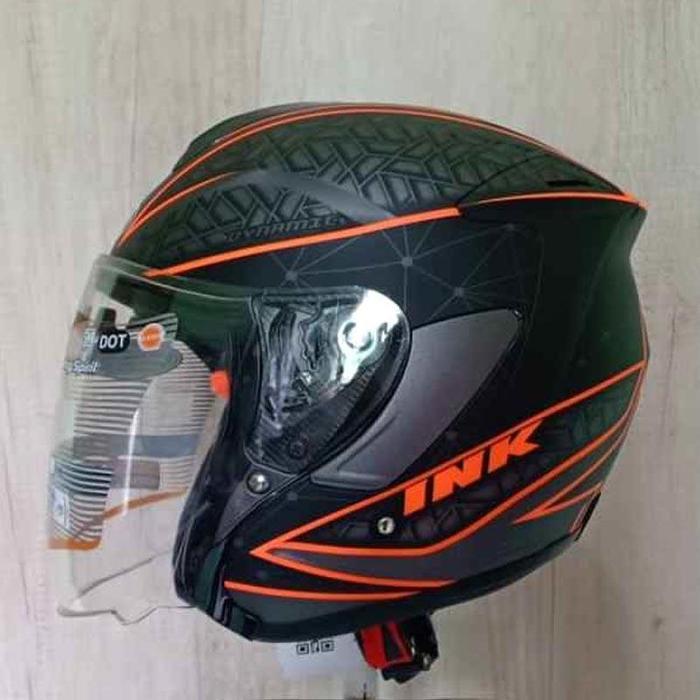 HELM INK DYNAMIC MOTIF #2 GUNMETAL DOF ORANGE FLUO HELM HALF FACE