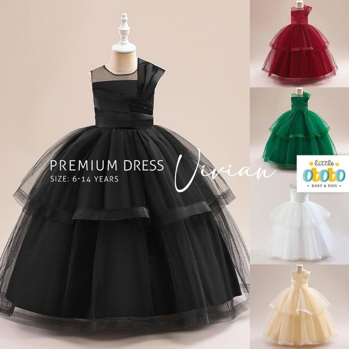 TerbaruBest Seller 7-10T Long Dress Premium Vivian - Gaun Ball Gown Anak Perempuan Model Korea Tile
