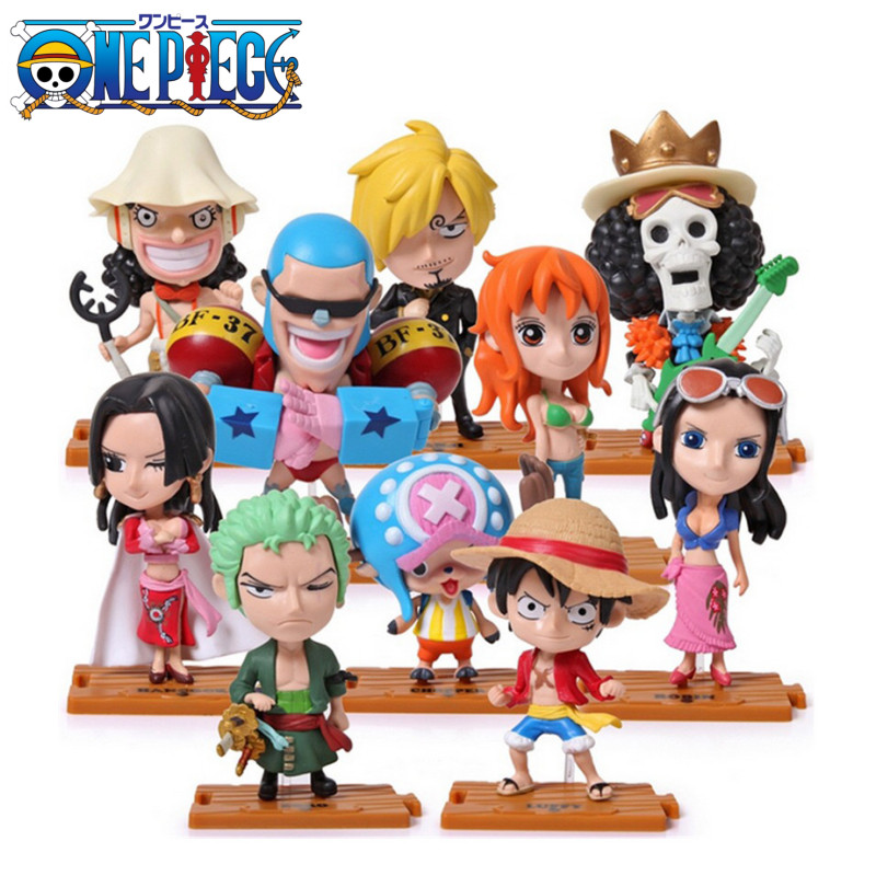 10pcs One Piece Figure Luffy Sauron Chopper Empress Sanji Nami Doll Ornaments Collection Office