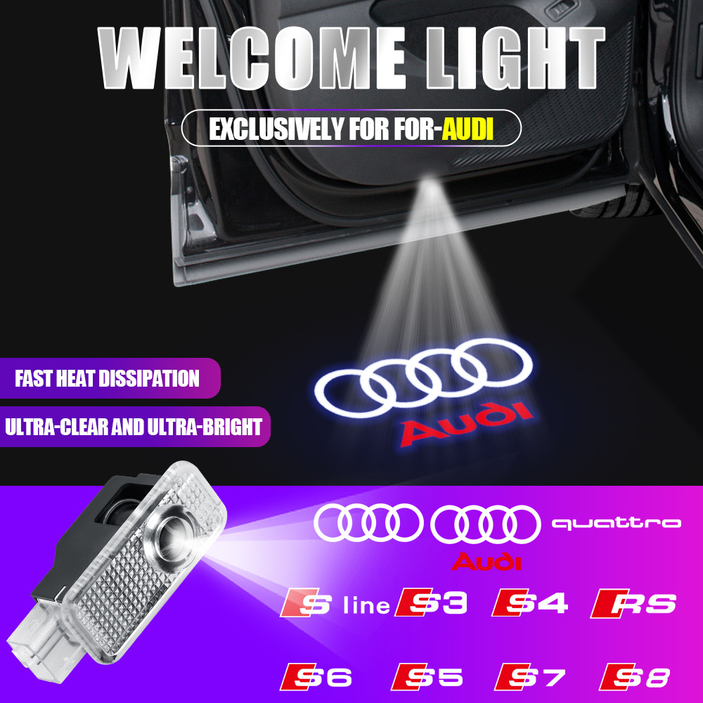 LED Car Door Interior Welcome Projector Ghost Shadow Light For AUDI SLINE QUTTRO S6 S7 S8 S RS A4 B8