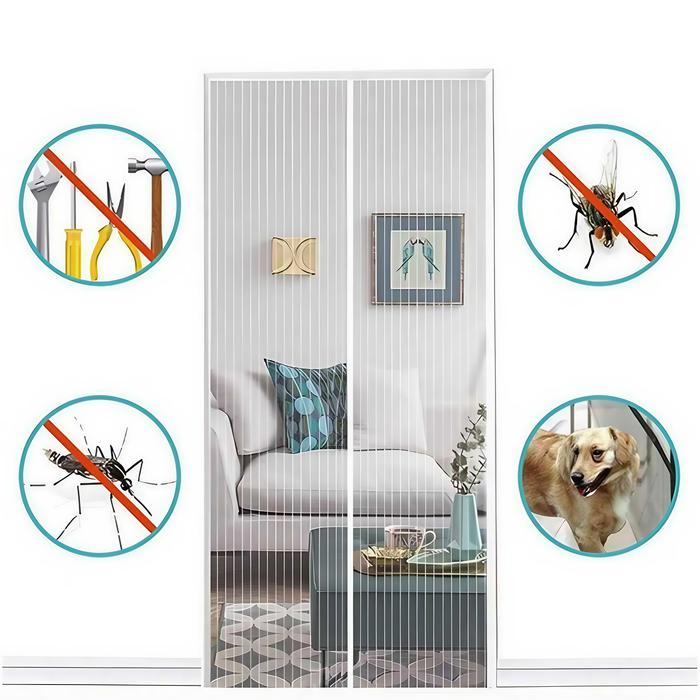 Jaring Kasa Kelambu Pintu Rumah Kamar Kasur Bayi Anti Nyamuk Serangga Selambu Tirai Biru Putih Hitam