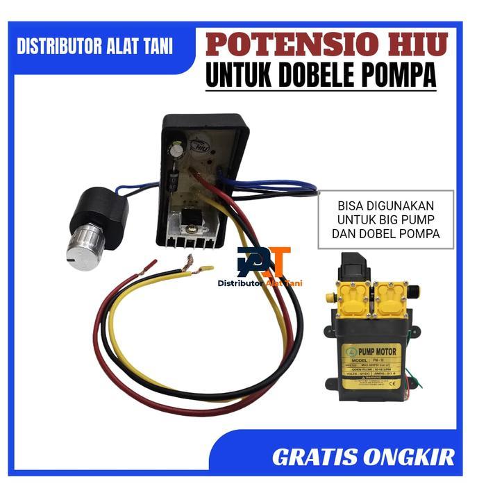 Stok Baru Potensio Sprayer Elektrik Dobel Pompa Merk HIU Pengatur Kecepatan Big Pump & Double Pump