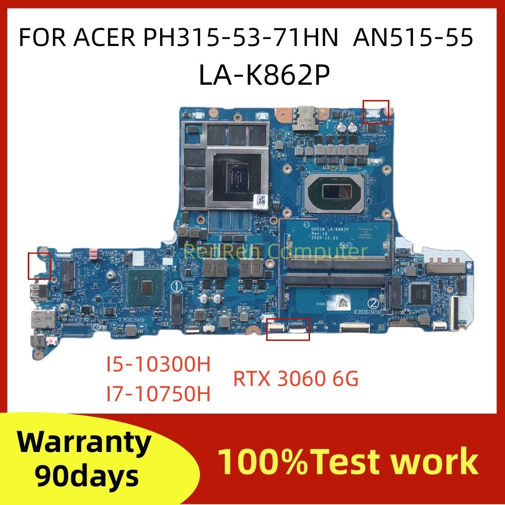 GH51M LA-K862P FOR Acer Predator PH315-53-71HN AN515-55 Laptop Motherboard WITH I5-10300H I7-10750H 