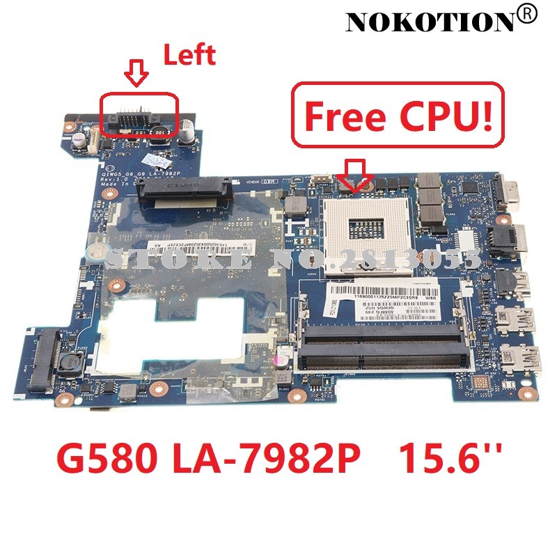 QIWG5 G6 G9 LA-7982P Laptop Motherboard For P580 G580 N580 Main Board HM76 GMA HD DDR3 Free CPU 15.6
