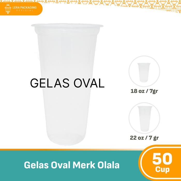 [50pcs] Gelas Plastik OVAL 18, 22 Oz / Gelas Plastik Kopi / Gelas Plastik Tahan Panas / Gelas
