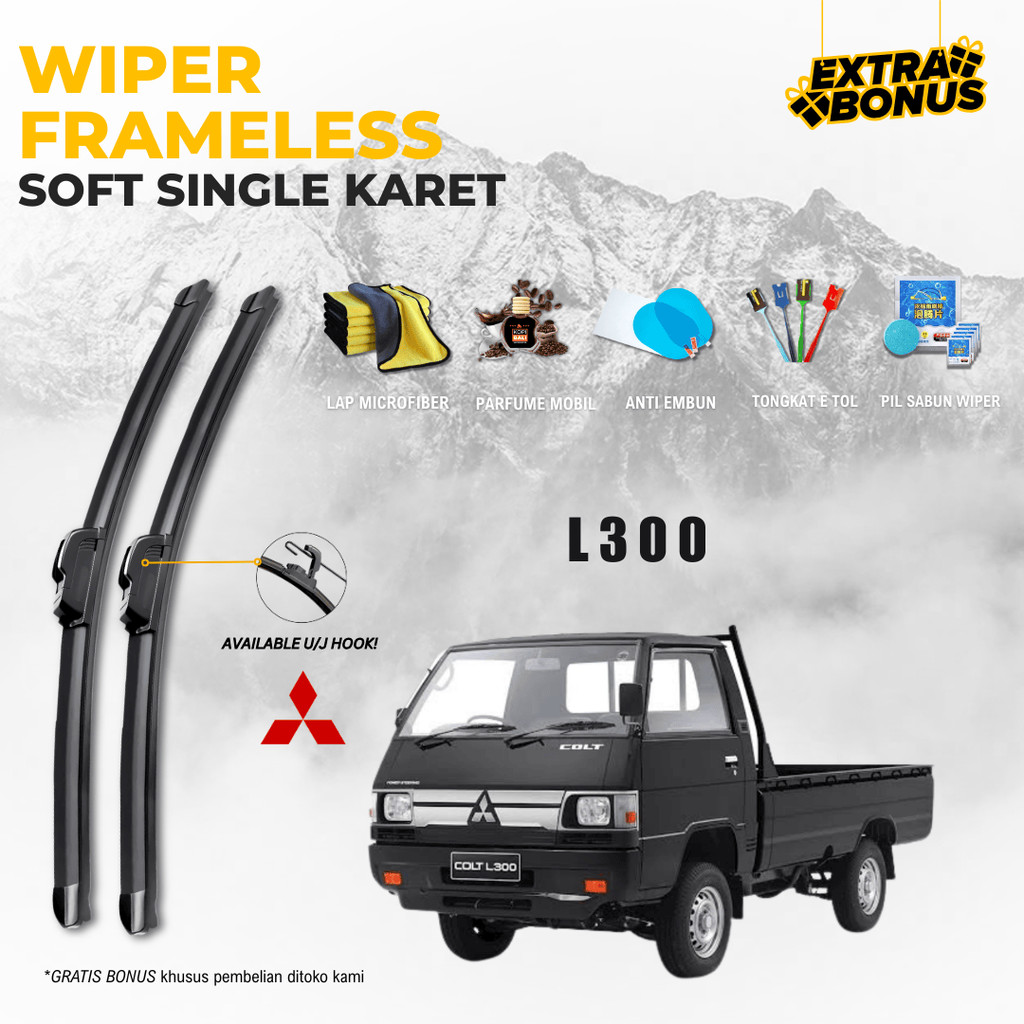 Wiper Mitsubishi L300 Frameless Kaca Depan Mobil Free 5 Bonus